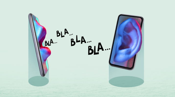 Two smartphones talking to each other